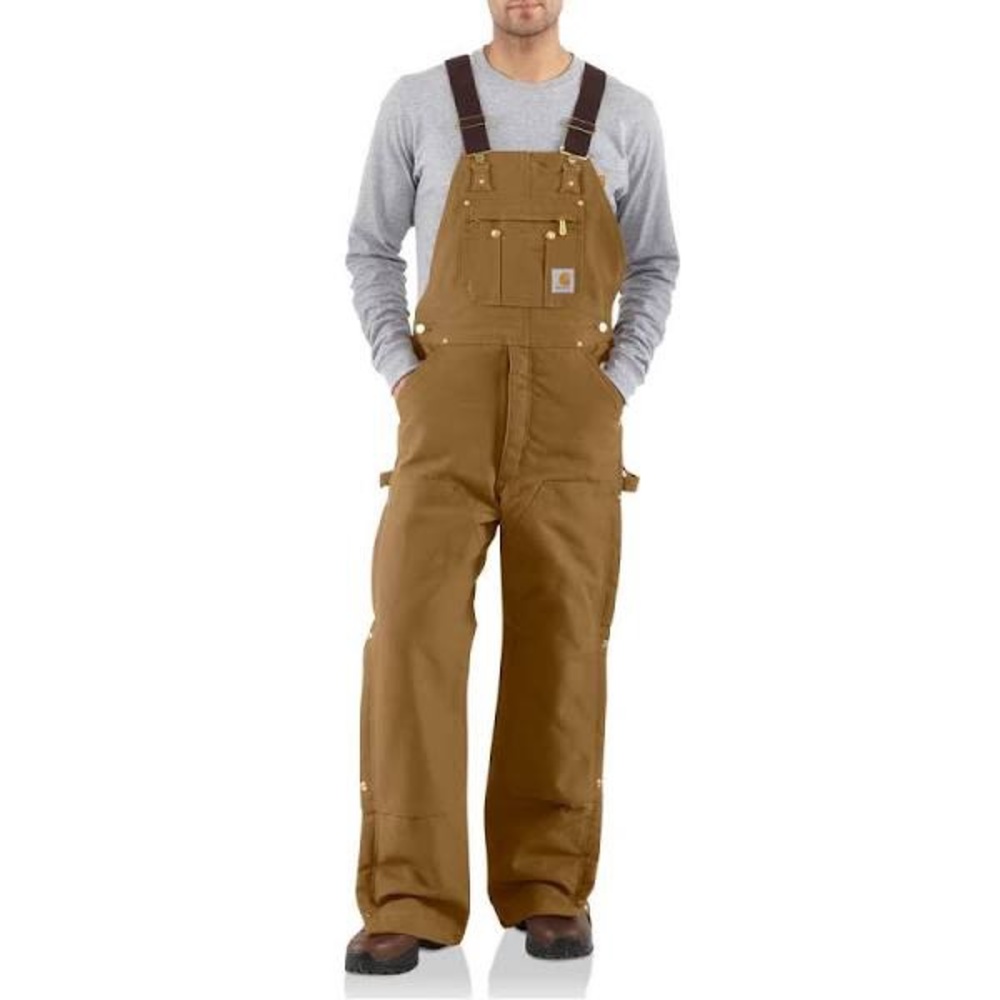 Carhartt NWT’s Brown Quilt-Lined Zip-to-Thigh Bib Overalls. Men’s Size: 46 x 34